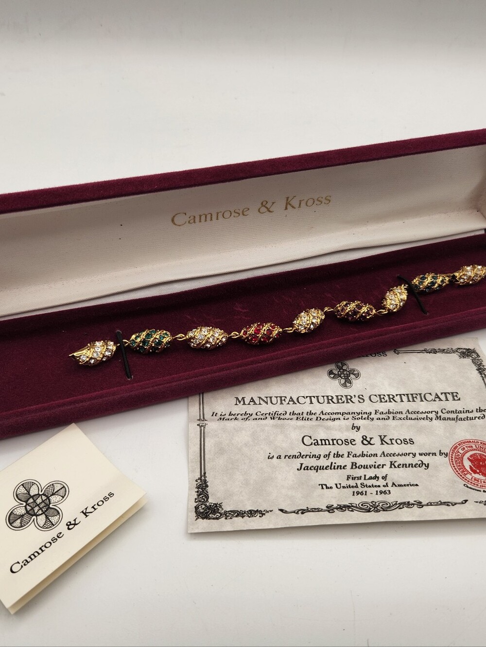 Camrose & Kros JBK Jackie Kennedy Multicolor Rhinestone Egg Bracelet New In Box